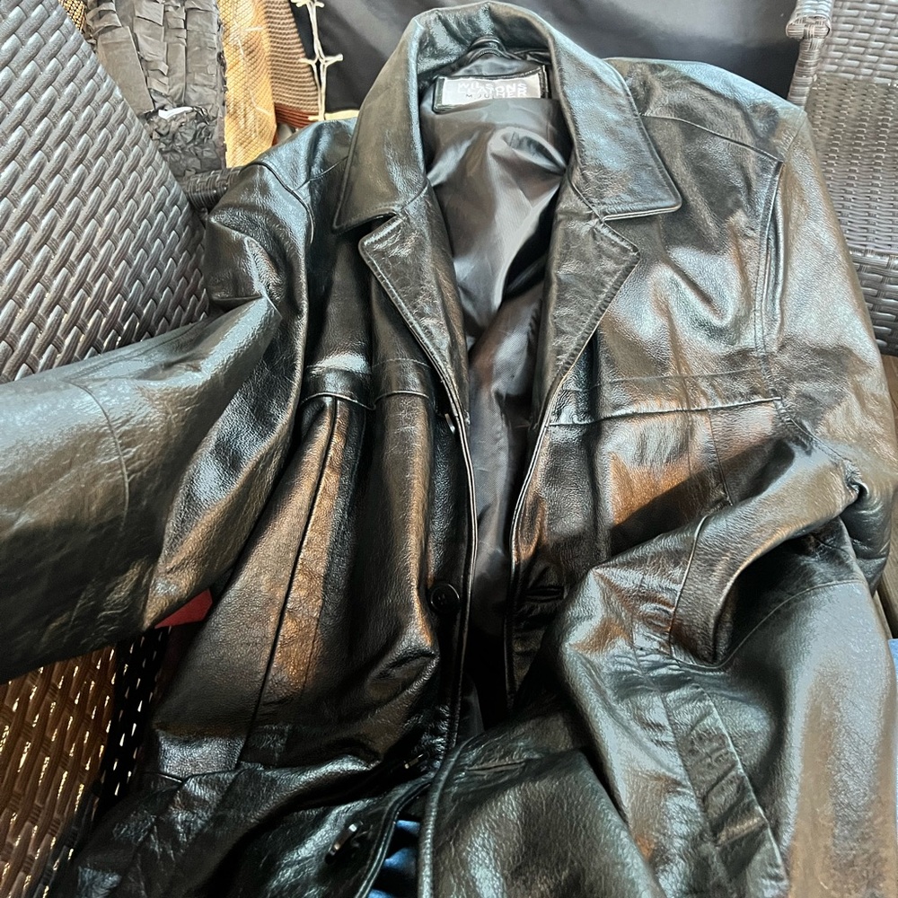 Wilsons Leather Black Trench Coat